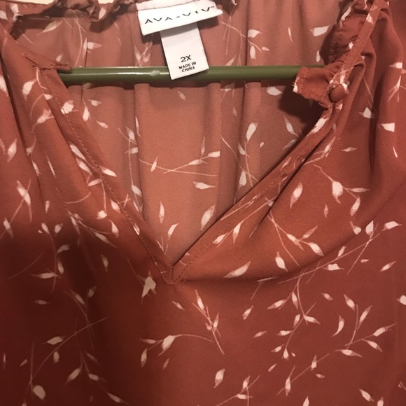 Ava & Viv Tops - 💖 Ava & Viv Brown Ruffle Blouse Size 2X